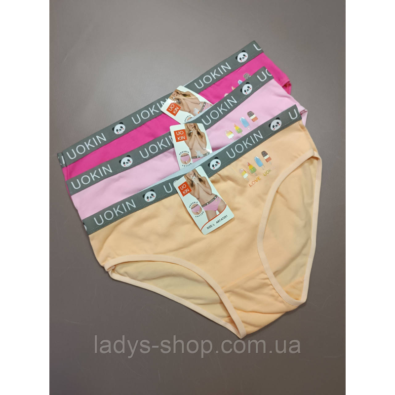 Набір жіночих хб трусиків на середній посадці. Розмір 46 (L) Набір 3 шт. Набір жіночих хб трусиків на середній посадці. Розмір 46 (L) Набір 3 шт.