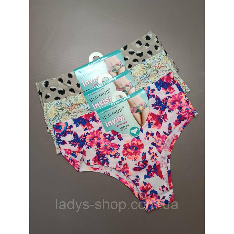 Набір жіночих безшовних трусиків на високій посадці, в наборі 3 шт. Розмір 48-50 (xl)