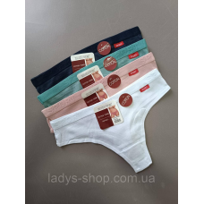 Набір жіночих хб трусиків на середній посадці “Рубчик“ Набір 4 шт. Розмір 48 (XL)
