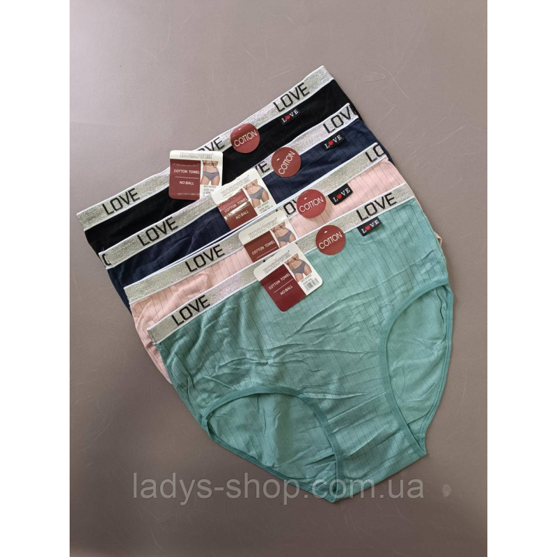 Набір жіночих хб трусиків “Рубчик“ на високій посадці. У наборі 4 шт. Розмір 52 (xlx) Набір жіночих хб трусиків “Рубчик“ на високій посадці. У наборі 4 шт. Розмір 52 (xlx)
