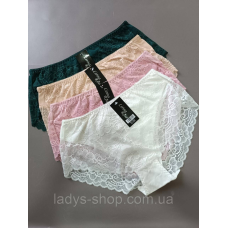 Набір мереживних жіночих хб трусиків на високій посадці. У наборі 4 шт. Розмір 56 (4xl)