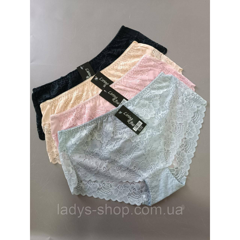 Набір мереживних жіночих хб трусиків на високій посадці. У наборі 4 шт. Розмір 56 (4xl) Набір мереживних жіночих хб трусиків на високій посадці. У наборі 4 шт. Розмір 56 (4xl)