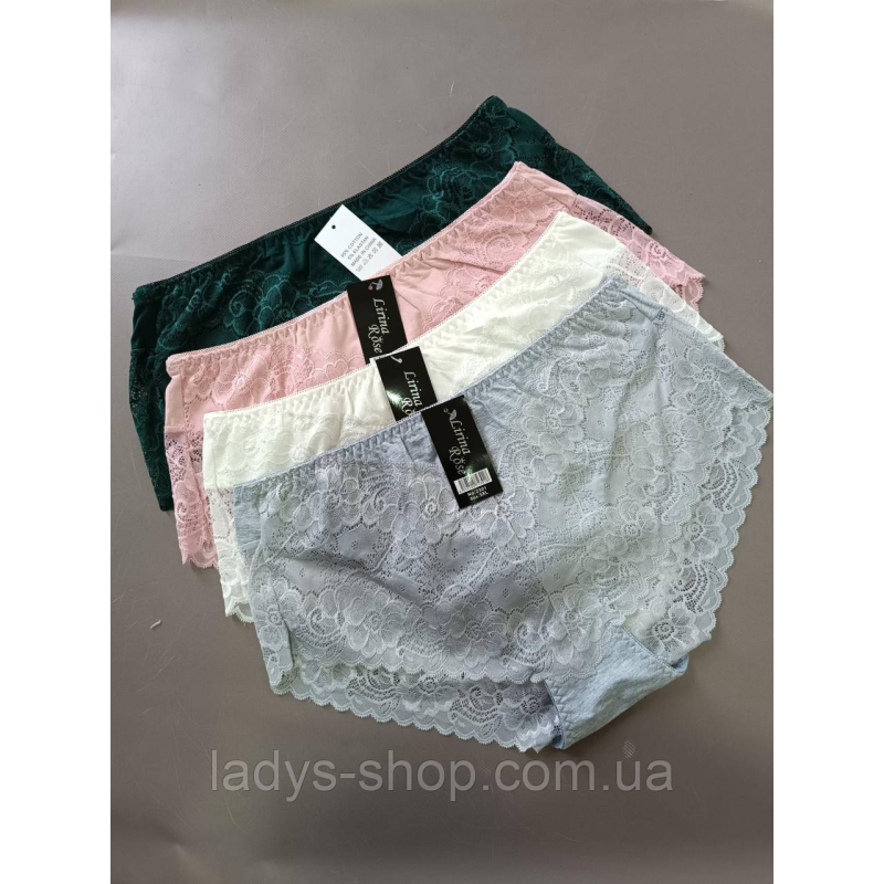 Набір мереживних жіночих хб трусиків на високій посадці. У наборі 4 шт. Розмір 58 (5xl) Набір мереживних жіночих хб трусиків на високій посадці. У наборі 4 шт. Розмір 58 (5xl)