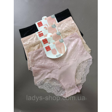 Набір мереживних жіночих  трусиків на високій посадці. У наборі 4 шт. Розмір 50-52 (xl)