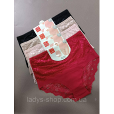Набір мереживних жіночих  трусиків на високій посадці. У наборі 4 шт. Розмір 52-54 (xxl)