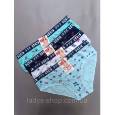 Набір жіночих хб трусиків на середній посадці. Набір 4 шт. Розмір 48 (XL)