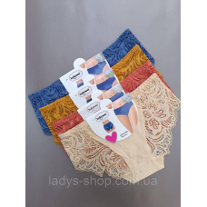 Набір жіночих мереживних трусиків на середній посадці. Набір 4 шт. Розмір 46 (L)