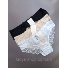 Набір жіночих мережевних трусиків на середній посадці. Розмір 46 (L). Набір 3 шт.