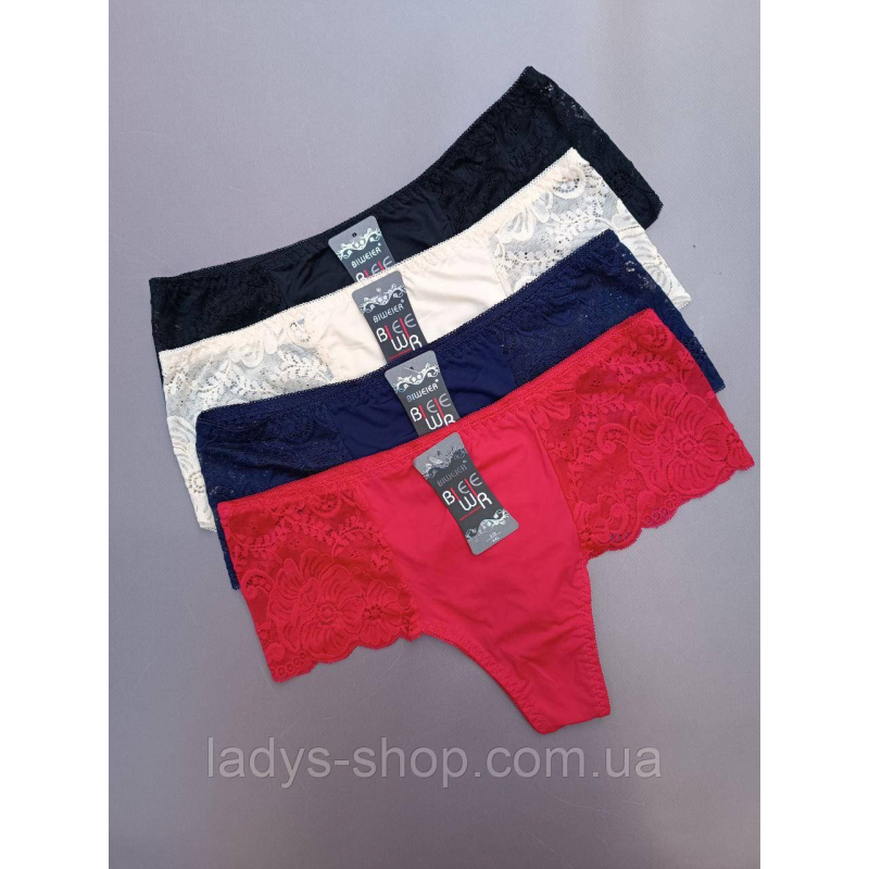 Набор жіночих мереживних трусиків-бікіні на високій посадці. В наборі 4 шт. Розмір 50 (xl) Набор жіночих мереживних трусиків-бікіні на високій посадці. В наборі 4 шт. Розмір 50 (xl)