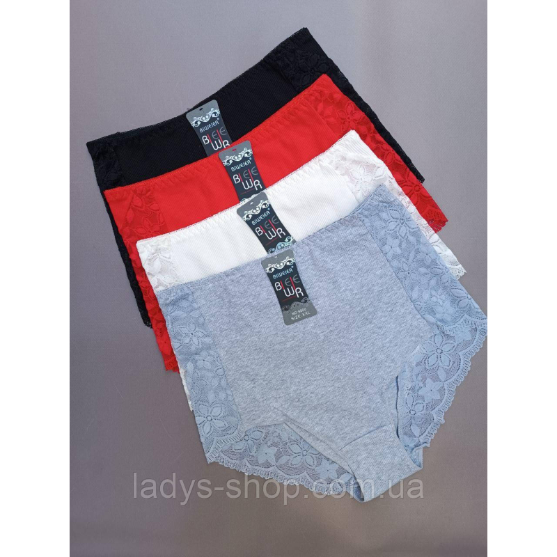 Набір жіночих мережевних хб трусиків “Рубчик“ на високій посадці. В наборі 4 шт. Розмір 54 Набір жіночих мережевних хб трусиків “Рубчик“ на високій посадці. В наборі 4 шт. Розмір 54