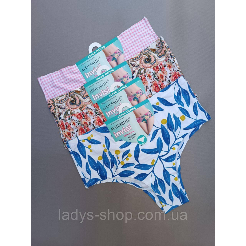 Набір жіночих безшовних трусиків на високій посадці, в наборі 4 шт. Розмір 50-52 (xxl)
