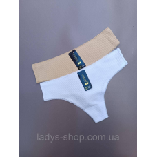 Набір жіночих хб трусиків на середній посадці “Рубчик“ Набір 2 шт. Розмір 48 (XL)