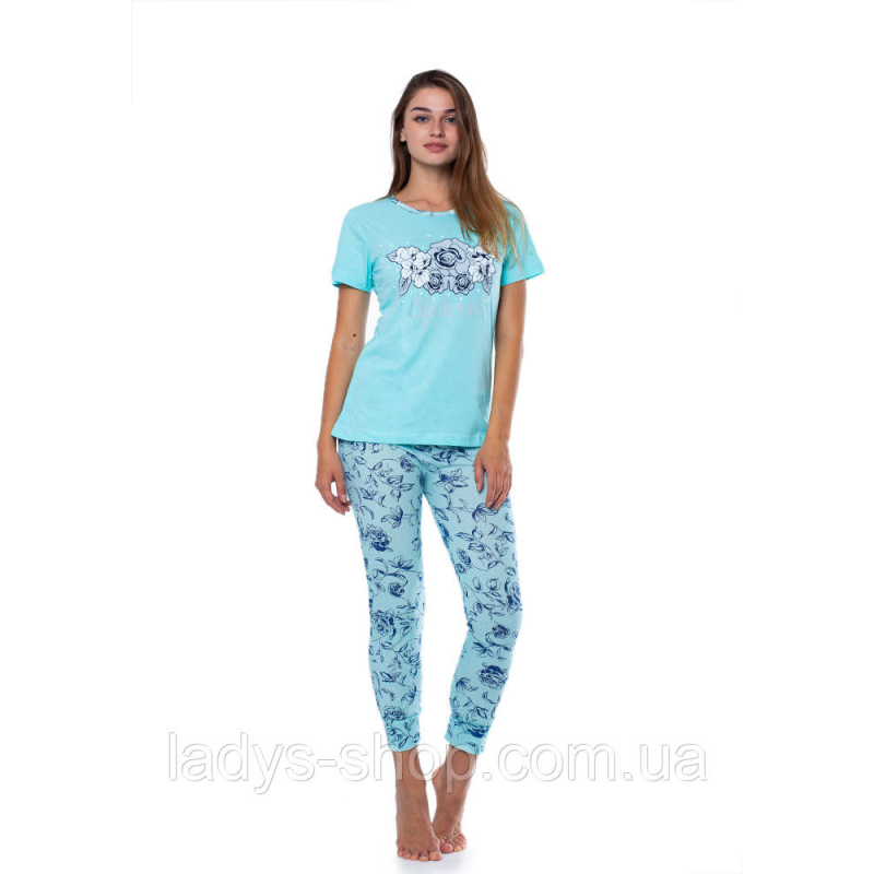 Комплект двійка жіноча футболка + штани РОЗМІР: L L Комплект двійка жіноча футболка + штани РОЗМІР: L L