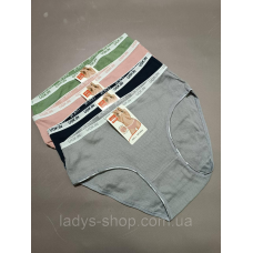 Набір жіночих хб трусиків на середній посадці “Рубчик“ Набір 4 шт. Розмір 46 (L)