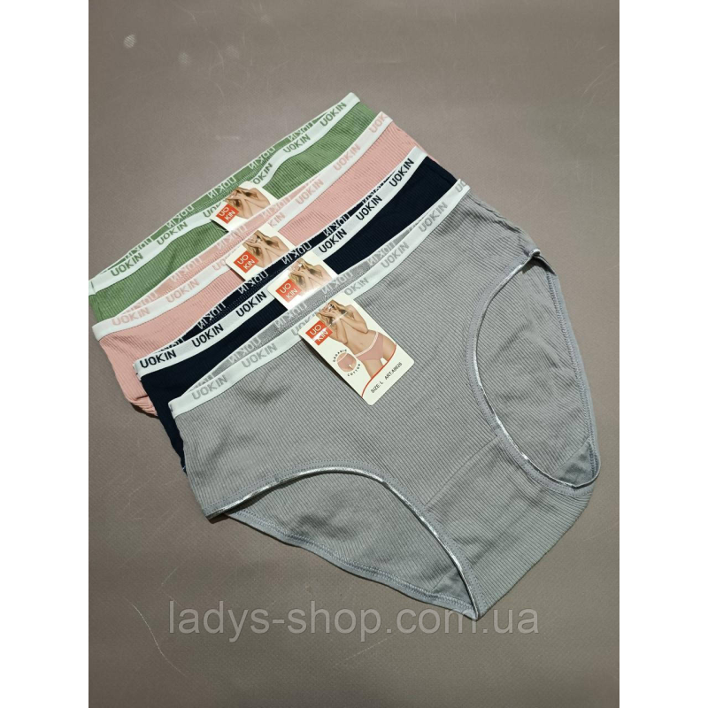 Набір жіночих хб трусиків на середній посадці “Рубчик“ Набір 4 шт. Розмір 46 (L) Набір жіночих хб трусиків на середній посадці “Рубчик“ Набір 4 шт. Розмір 46 (L)