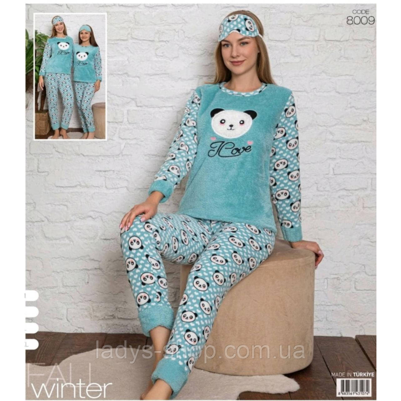 Комплект-двійка жіночій: брюки + лонгслів манжет + маска софт+фліс