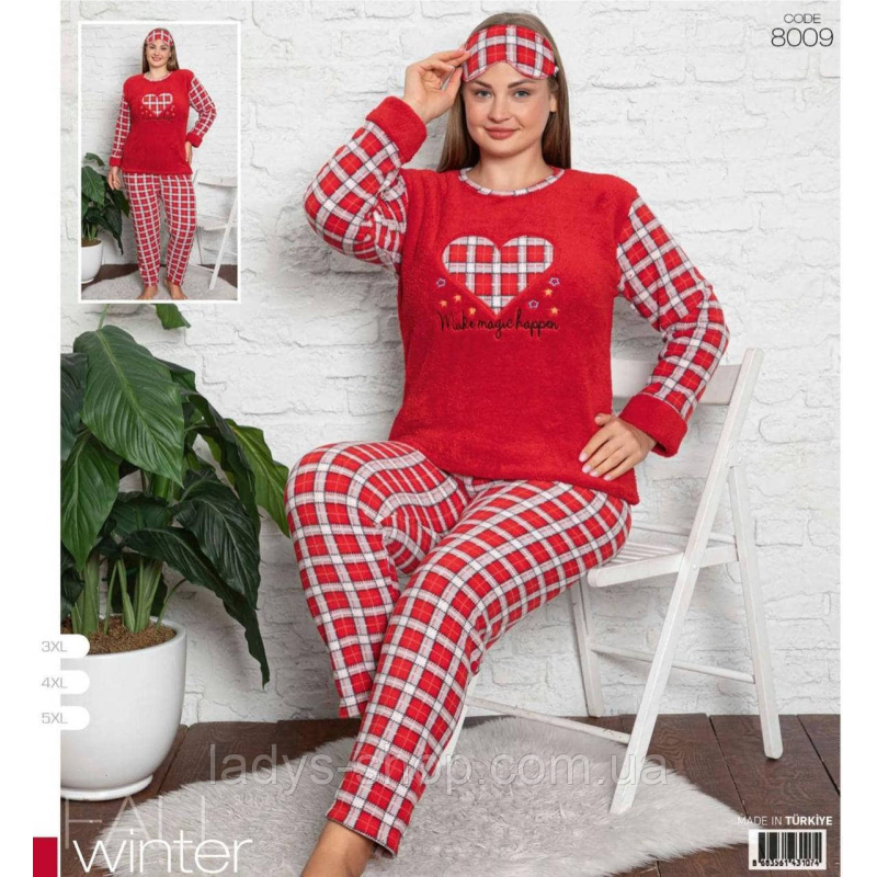 Комплект-двійка жіночій: брюки + лонгслів манжет + маска софт+фліс 5XL