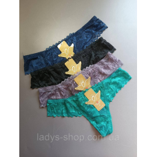 Набір жіночих мереживних трусиків-бікіні на низькій посадці. Розмір 46. Набір 4 шт.