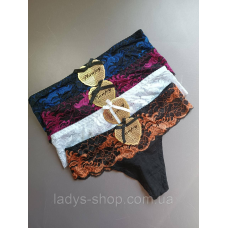 Набір жіночих мереживних трусиків-бікіні на низькій посадці. Розмір 48. Набір 4 шт.