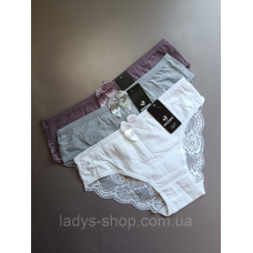 Набір жіночих мереживних трусиків на середній посадці. Розмір 46. Набір 3 шт.