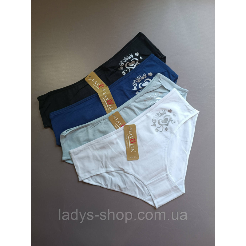 Набір жіночих хб трусиків на середній посадці. Розмір 46-48, 48-50 Набір 4 шт. Набір жіночих хб трусиків на середній посадці. Розмір 46-48, 48-50 Набір 4 шт.