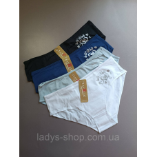 Набір жіночих хб трусиків на середній посадці. Розмір 46-48, 48-50 Набір 4 шт. 48/50