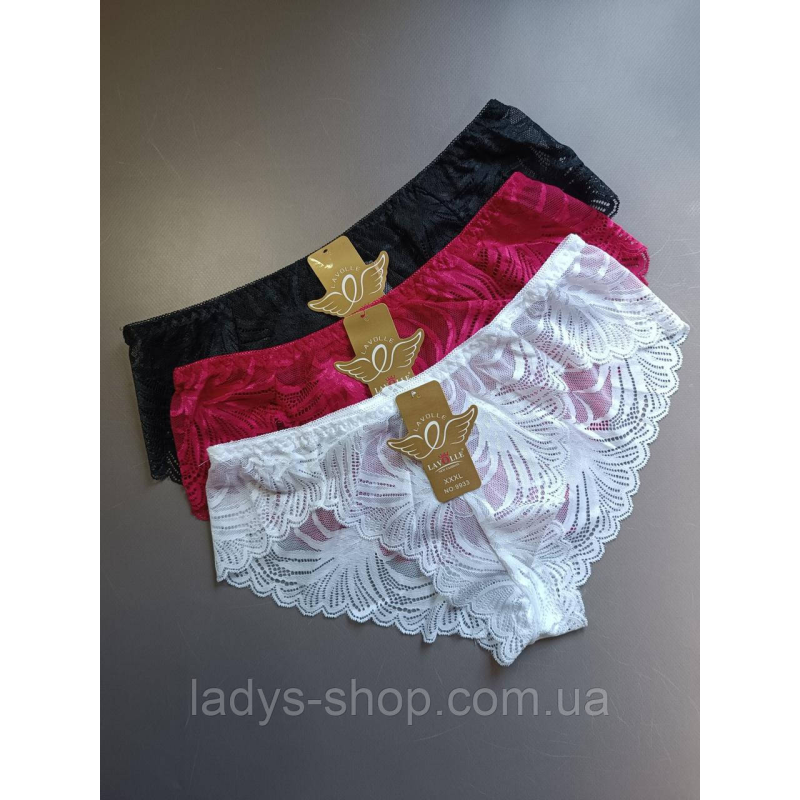Набір жіночих мереживних трусиків на середній посадці. Розмір 52 (XXXL). Набір 3 шт. Набір жіночих мереживних трусиків на середній посадці. Розмір 52 (XXXL). Набір 3 шт.