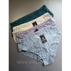 Набір жіночих мереживних хб трусиків на високій посадці. В наборі 4 шт. Розмір 54 (3XL), 56 (4XL), 58 (5XL) 58